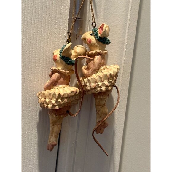 Kurt Adler Ballerina Nutcracker Dancing Mouse Mice Christmas Ornaments Set Of 2 - Picture 3 of 3